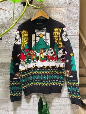 Bluenotes | Festive Holiday Table "Ugly" Christmas Fair-Isle Knit Sweater - M